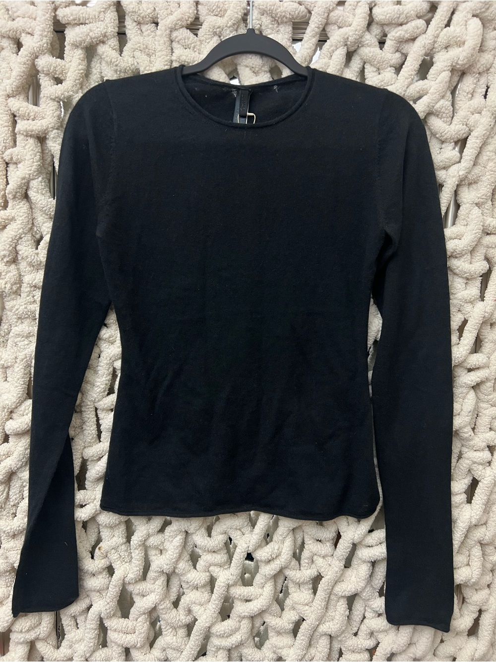 SKIMS SHEER CASHMERE LONG SLEEVE TOP NWT - ONYX